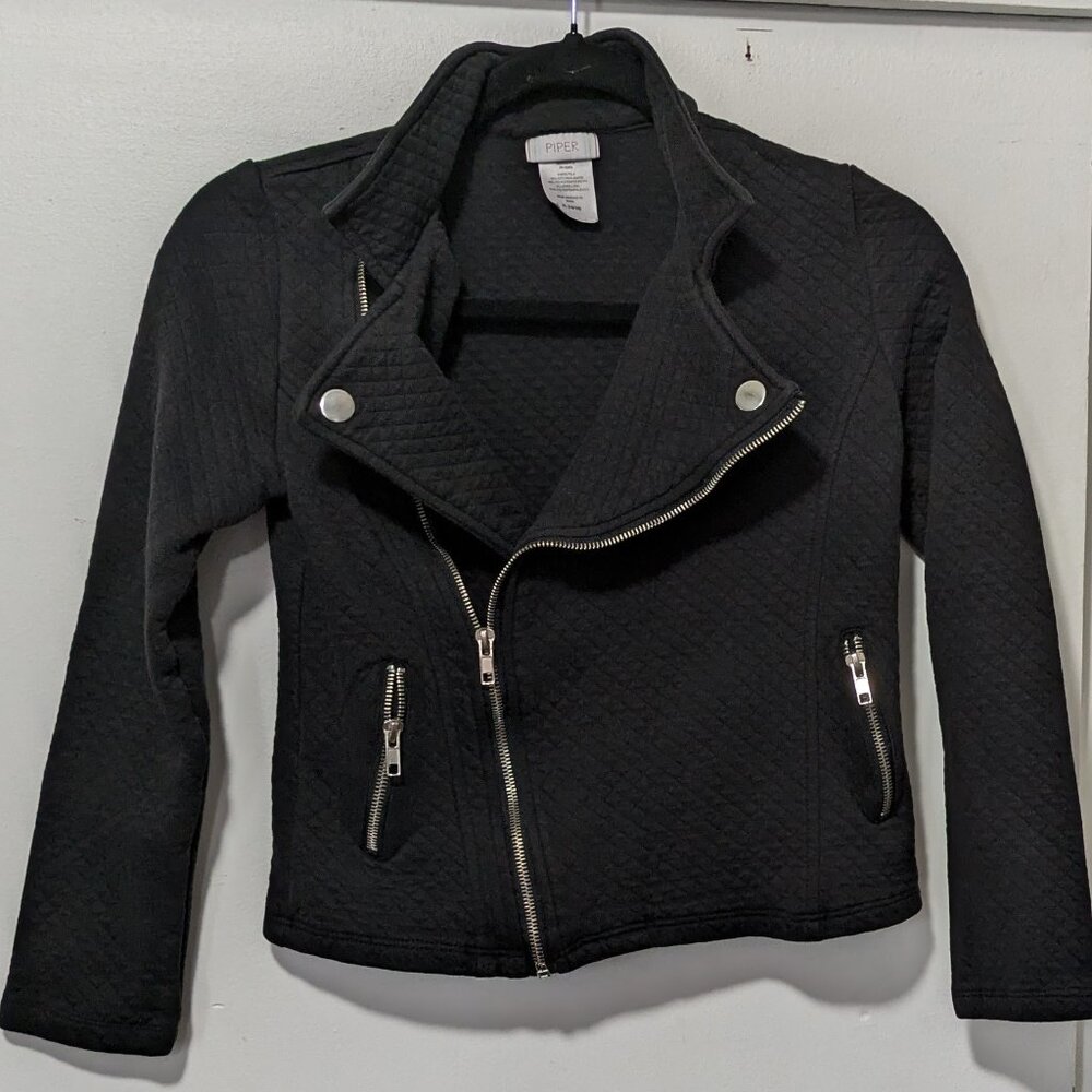PIPER Girls Quilted Cross Zip Front Fleece XL (14/16) Biker Jacket